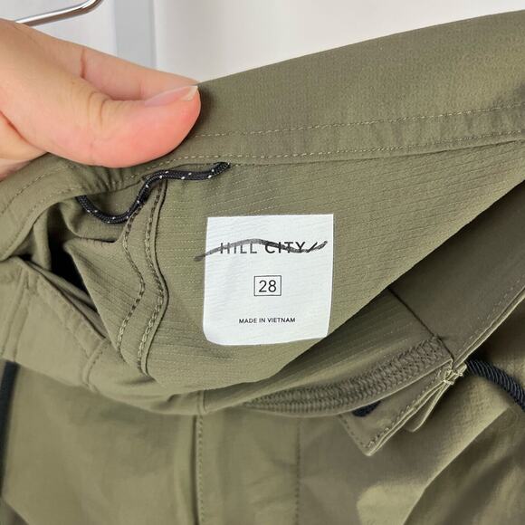 HILL CITY Mens Size 28 Board Shorts Swim Shorts Pocket Stretch Nylon Olive Green - Picture 3 of 5